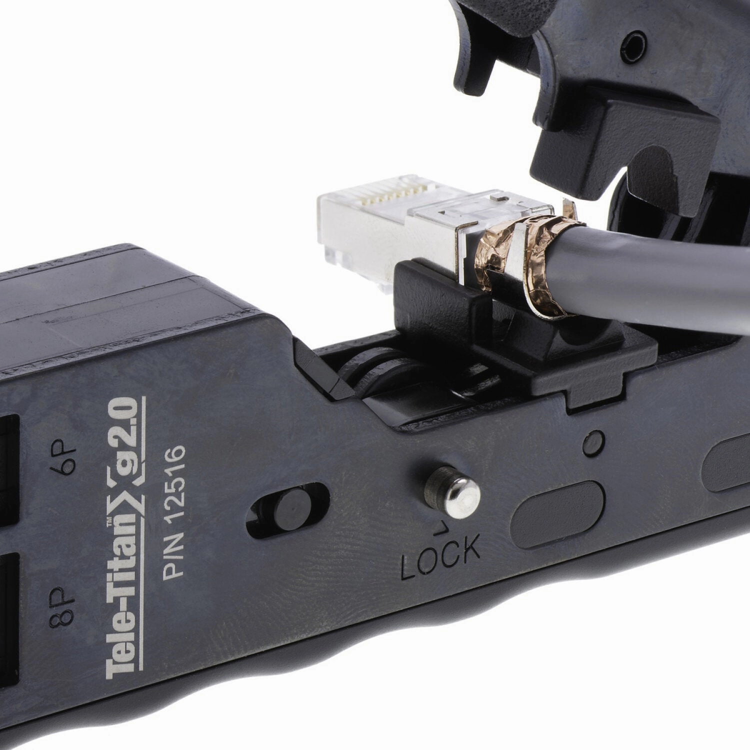 Platinum Tools 12517C Tele-TitanXg 2.0 Crimp Tool for Modular RJ45 CAT6A Connectors Combo Kit  Includes 10pcs CAT6A connectors
