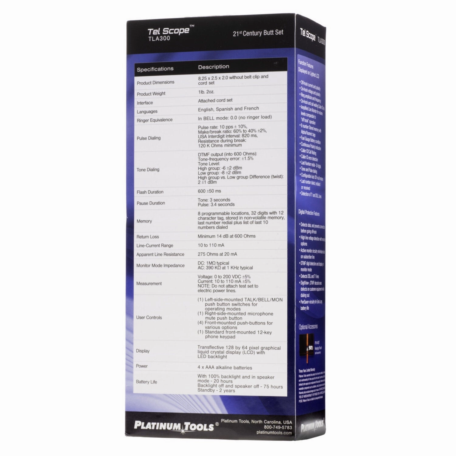 Platinum Tools TLA300-1 TelScope Telecom Line Analyzer and Butt Set
