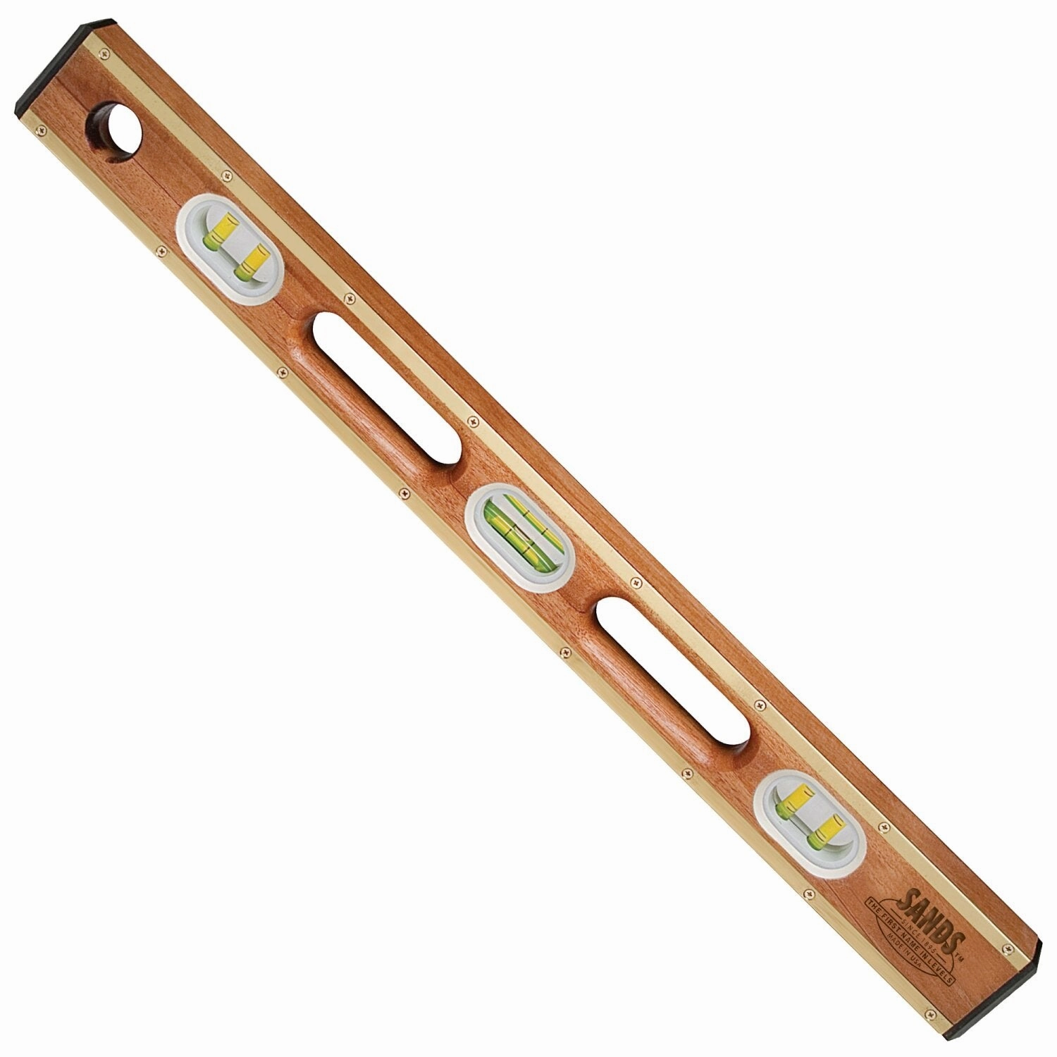Sands Level & Tool SL22BY24 24 Professional Mahogany Flat Brass Level (6 Vials)