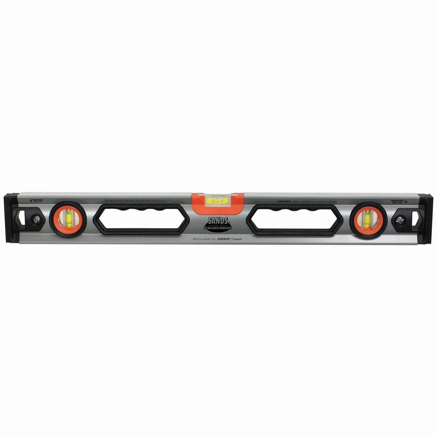 Sands Level & Tool SLBZ24HH 24" Professional Aluminum Box Level with Hand Holes (3 Vials)