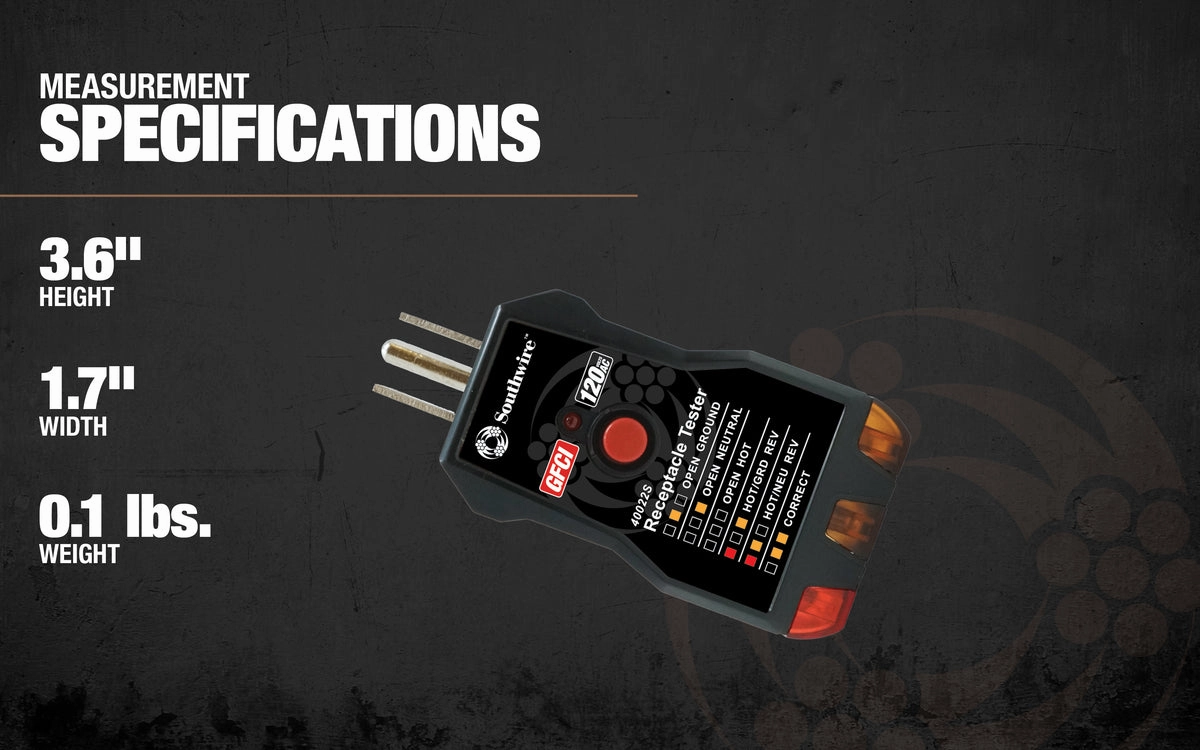 Southwire 40022S 120V AC Receptacle Tester with Push-Button GFCI Test