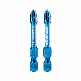 Spyder 19046 Mach-Blue PH2 1/4-in x 2-in Phillips Impact Driver Bit 2 Piece