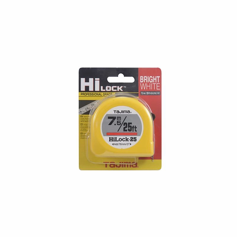 Tajima Tool HL-25/7.5MBW Hi-Lock, Standard & Metric Scale 25 ft. / 7.5m x 1 inch Steel Blade