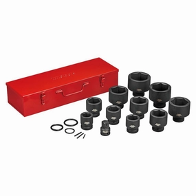 Teng Tools 17 Piece 1 Inch Drive 6 Point Metric Shallow Chrome Molybdenum Impact Socket Set (36mm to 80mm) - 9117