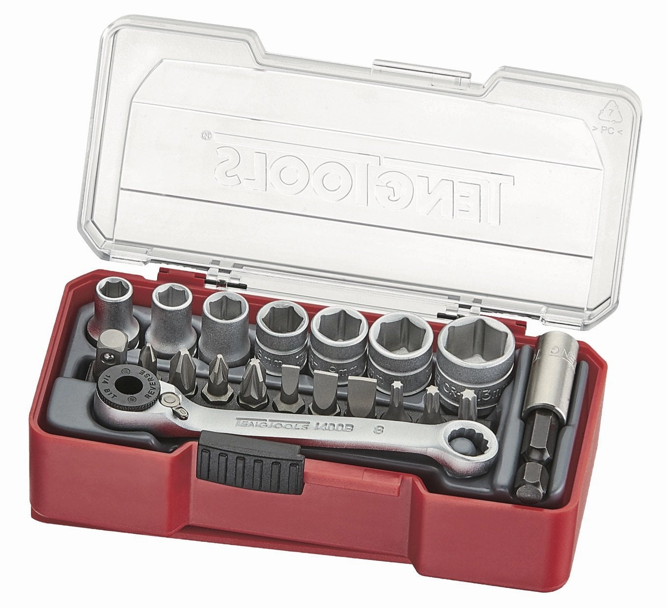 Teng Tools 20 Piece 1/4 Inch Drive Metric 6 Point Shallow Socket & Bit Set (5.5MM to 13MM) - TJ1420