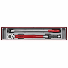 Teng Tools 2 Piece 1/2 Inch Drive 30-150 FT/LB (40-210Nm) Torque Wrench & 17 Inch Long Breaker Bar Tool Tray - TTX2493