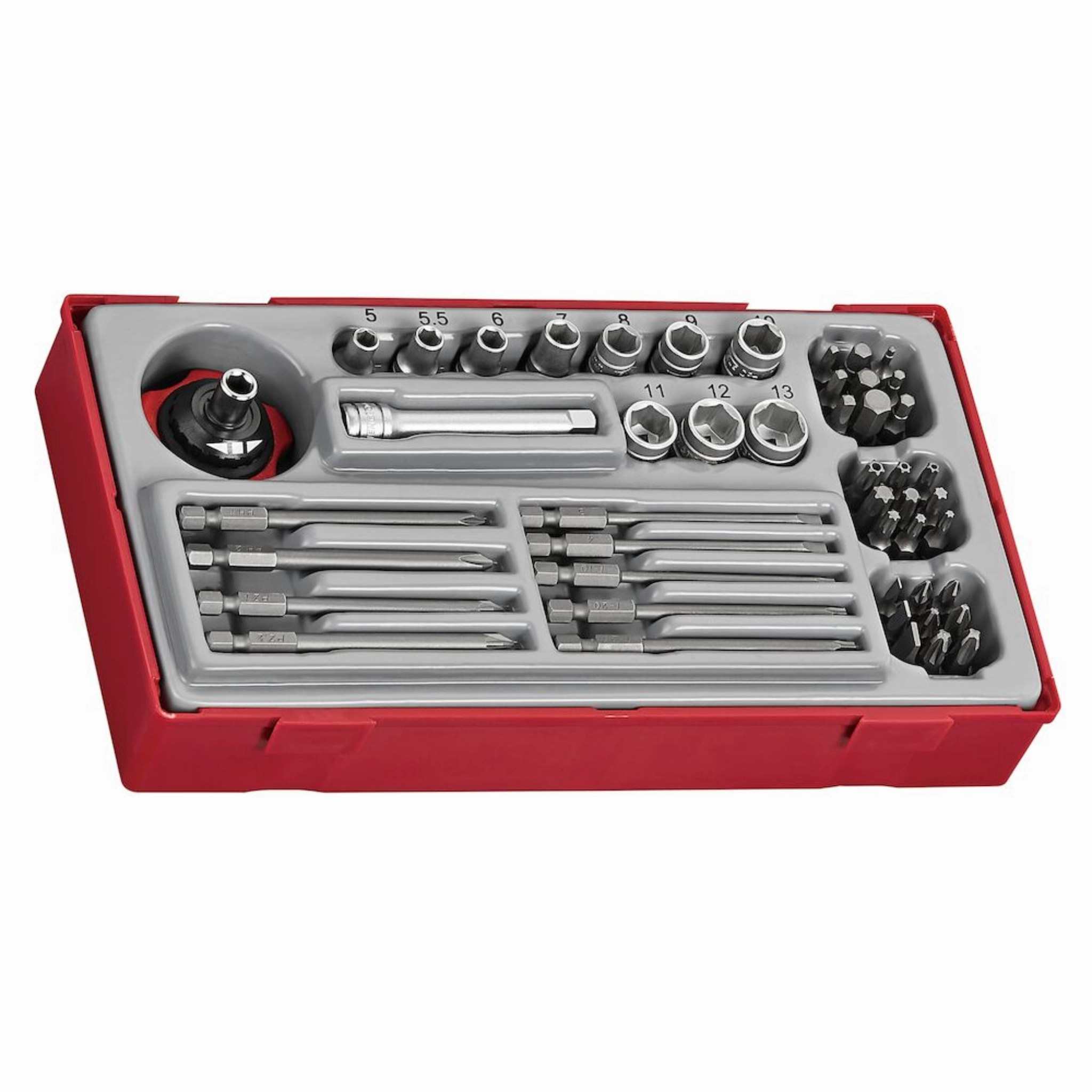 Teng Tools 48 Piece 1/4 Inch Drive 6 Point Shallow Socket & Bit Set - TT1448