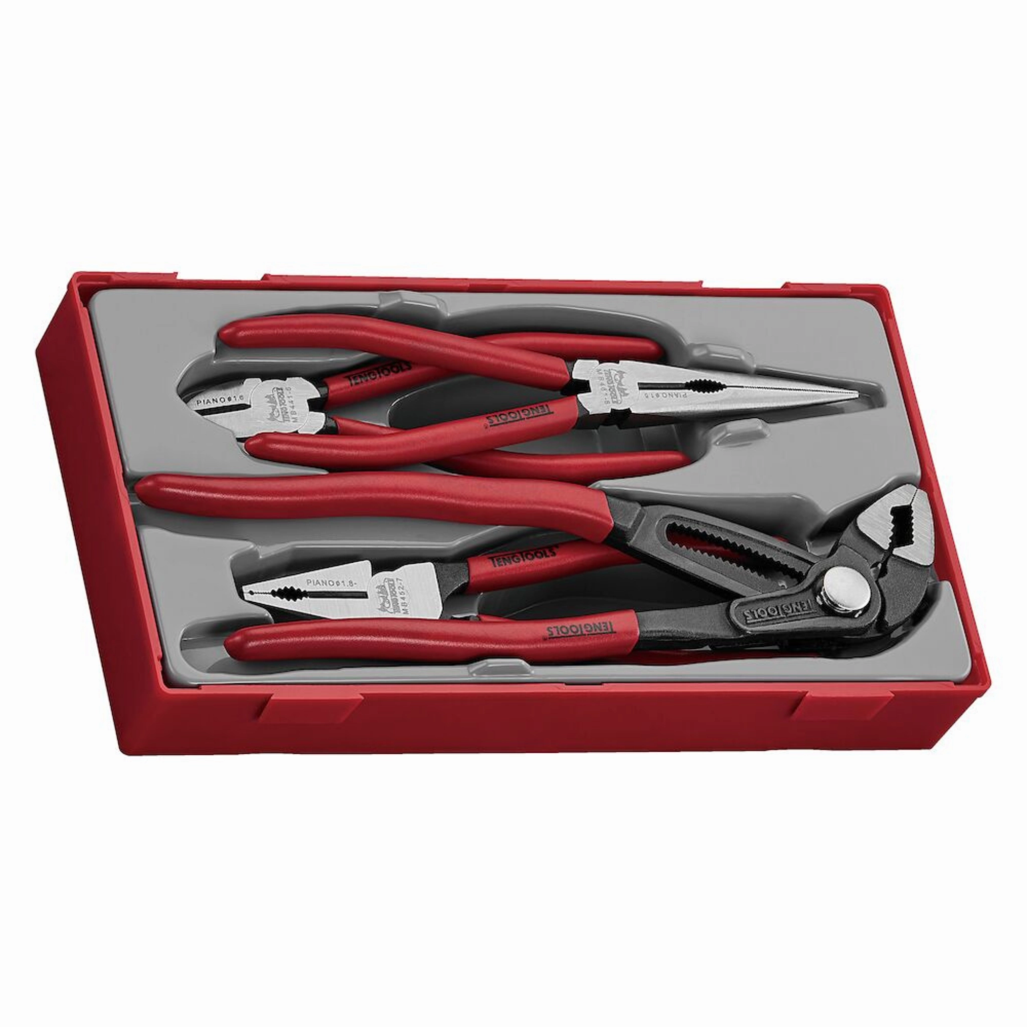 Teng Tools 4 Piece Plier Tool Tray (Side Cutters, Linesman, Long Nose, Quick Set Slip Joint) - TT440Q