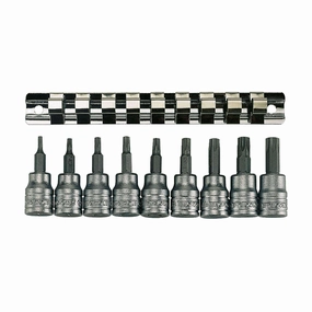 Teng Tools 9 Piece 3/8 Inch Drive TX Socket Set (TX10 - TX50)   Clip Rail & 9 Socket Clips - M3813TX