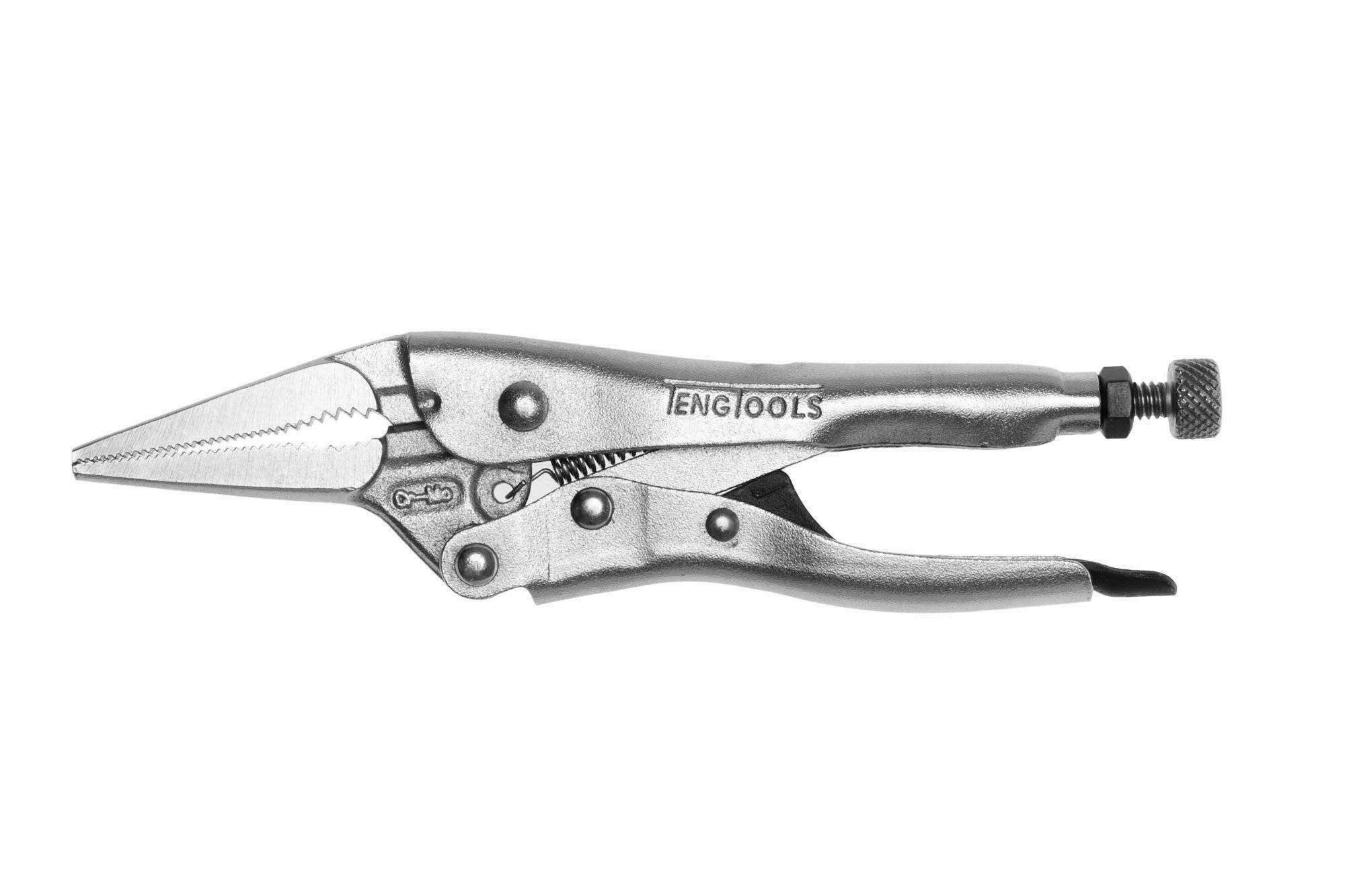 Teng Tools Long Nose Power Grip Locking Vise Grip Style Pliers