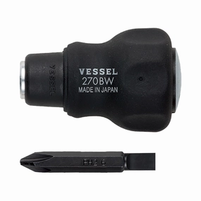 Vessel 270BW62 Cushion Stubby Interchangeable Screwdriver PH2/Slotted6