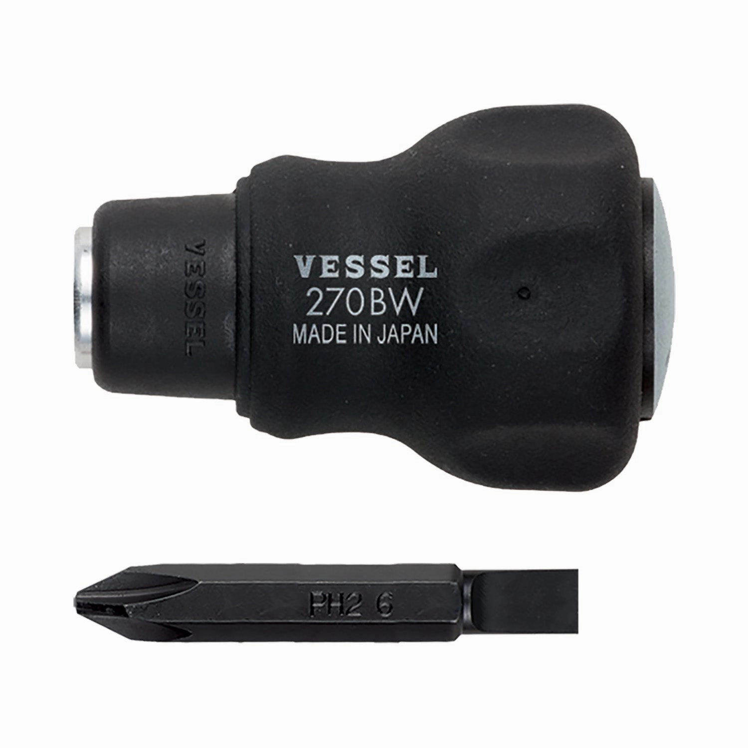 Vessel 270BW62 Cushion Stubby Interchangeable Screwdriver PH2/Slotted6