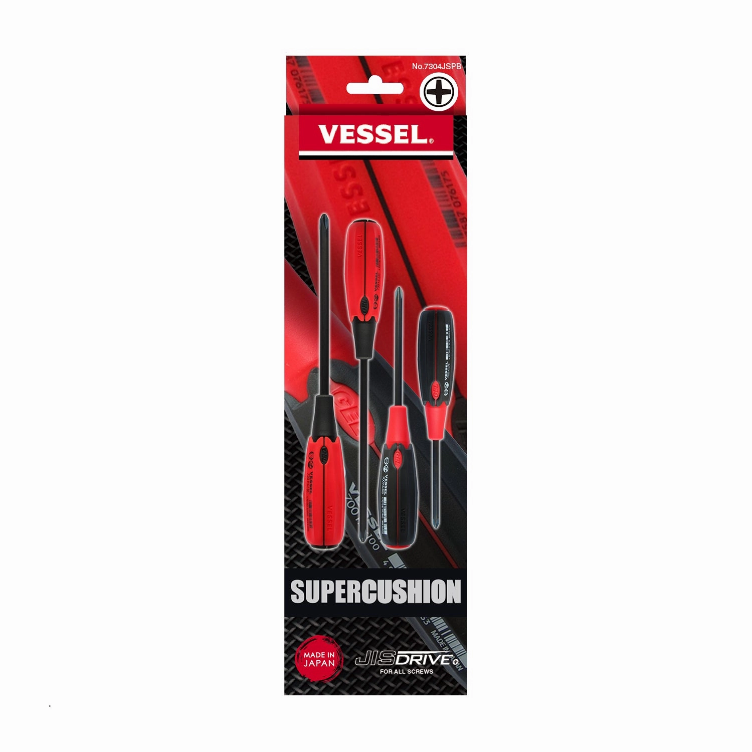 Vessel Tools 7304JSPB SUPER CUSHION JIS Screwdriver Set, 4 Pc.