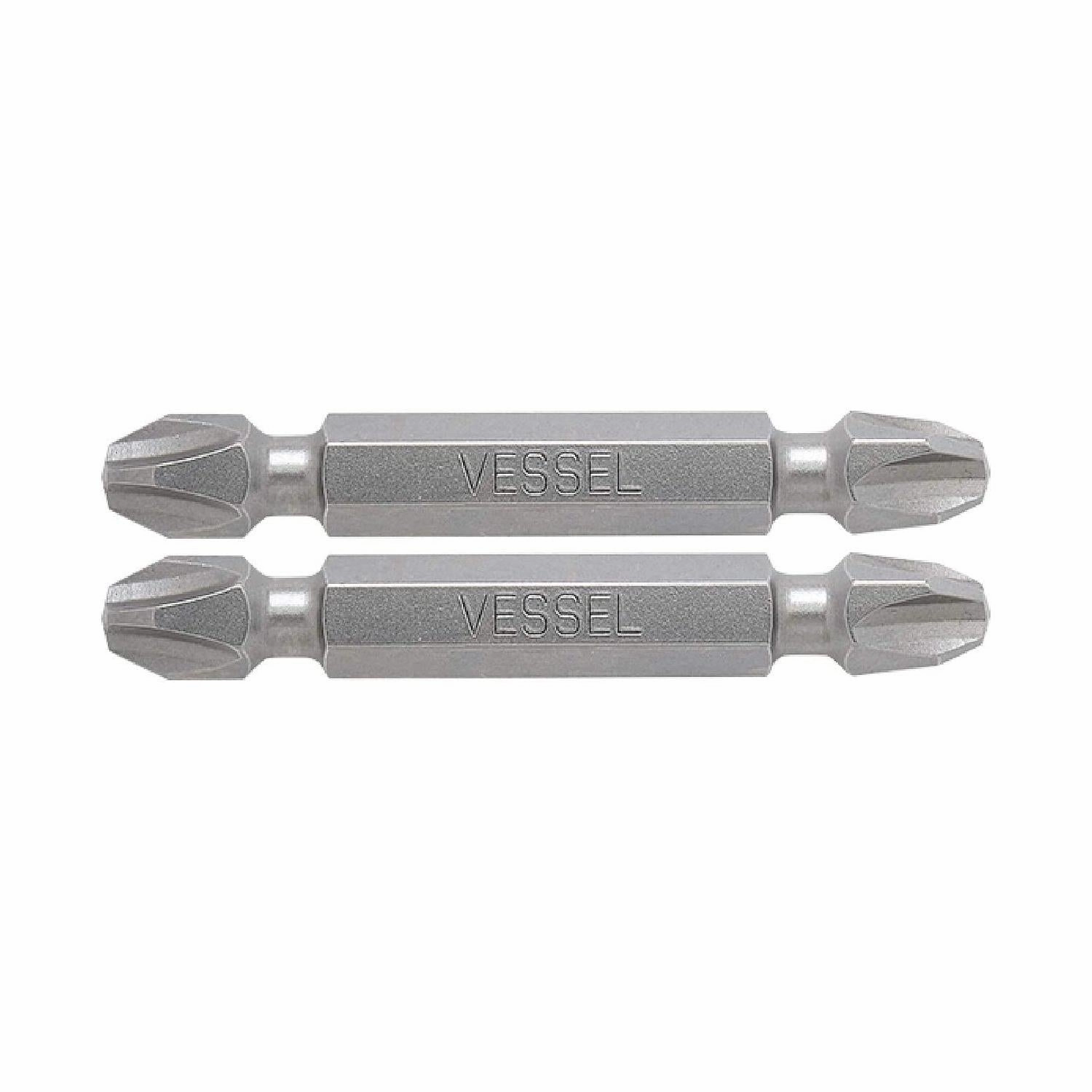 Vessel Tools DEPH3PH350P2 Neck Torsion Double-Ended Power Bits, PH3 x PH3 x 50 mm, 2 Pc.