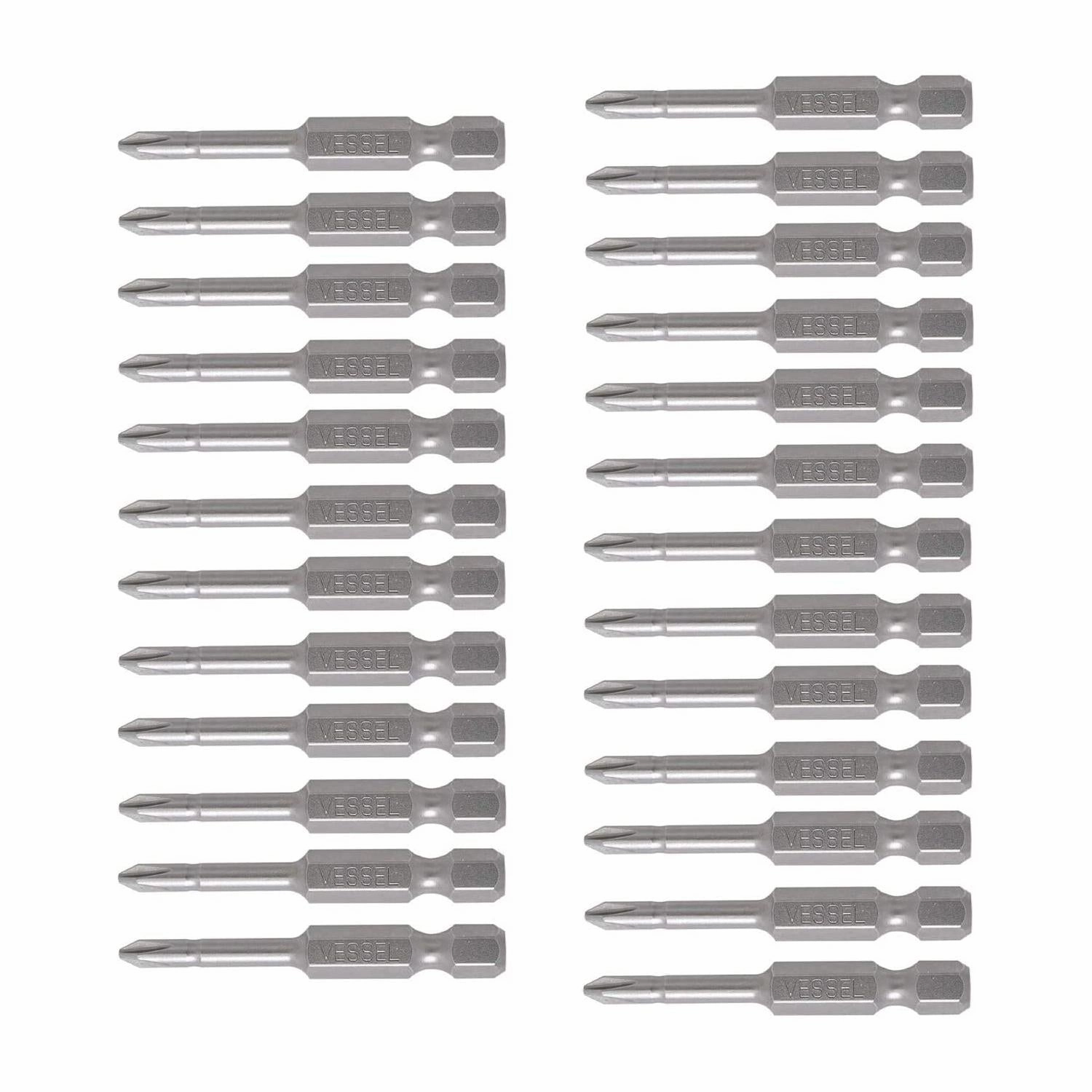 Vessel Tools NTPH150P25K Neck Torsion Power Bits, PH1 x 50 mm, Bulk 25 Pc.