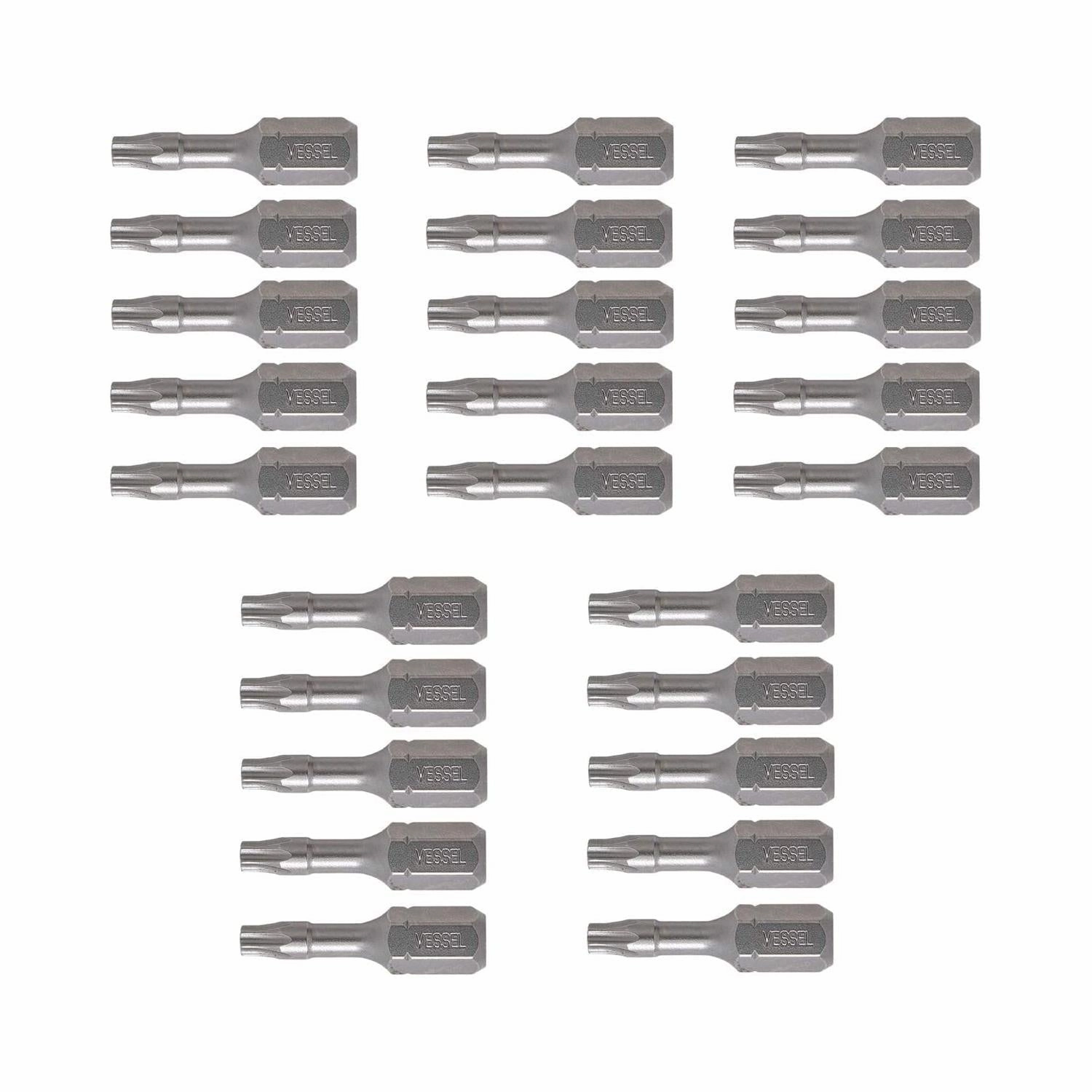Vessel Tools NTTX15254P25K Neck Torsion Power Bits, T15 x 25.4 mm, Bulk 25 Pc.