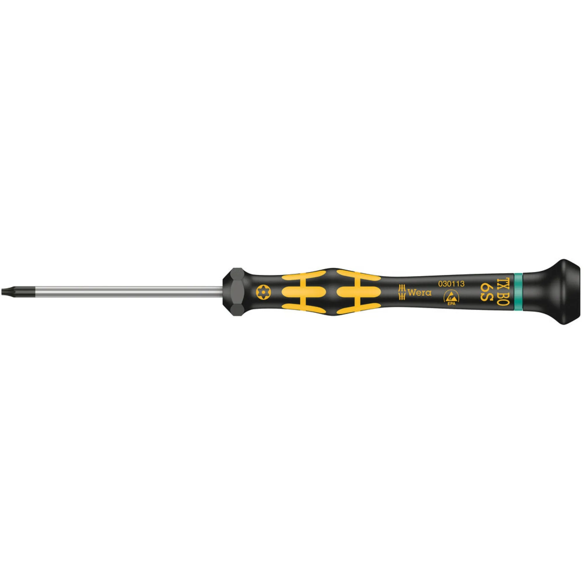 Wera 1567 TORX BO ESD Kraftform Micro screwdriver for tamper-proof TORX screws, TX 8 BO x 60 mm