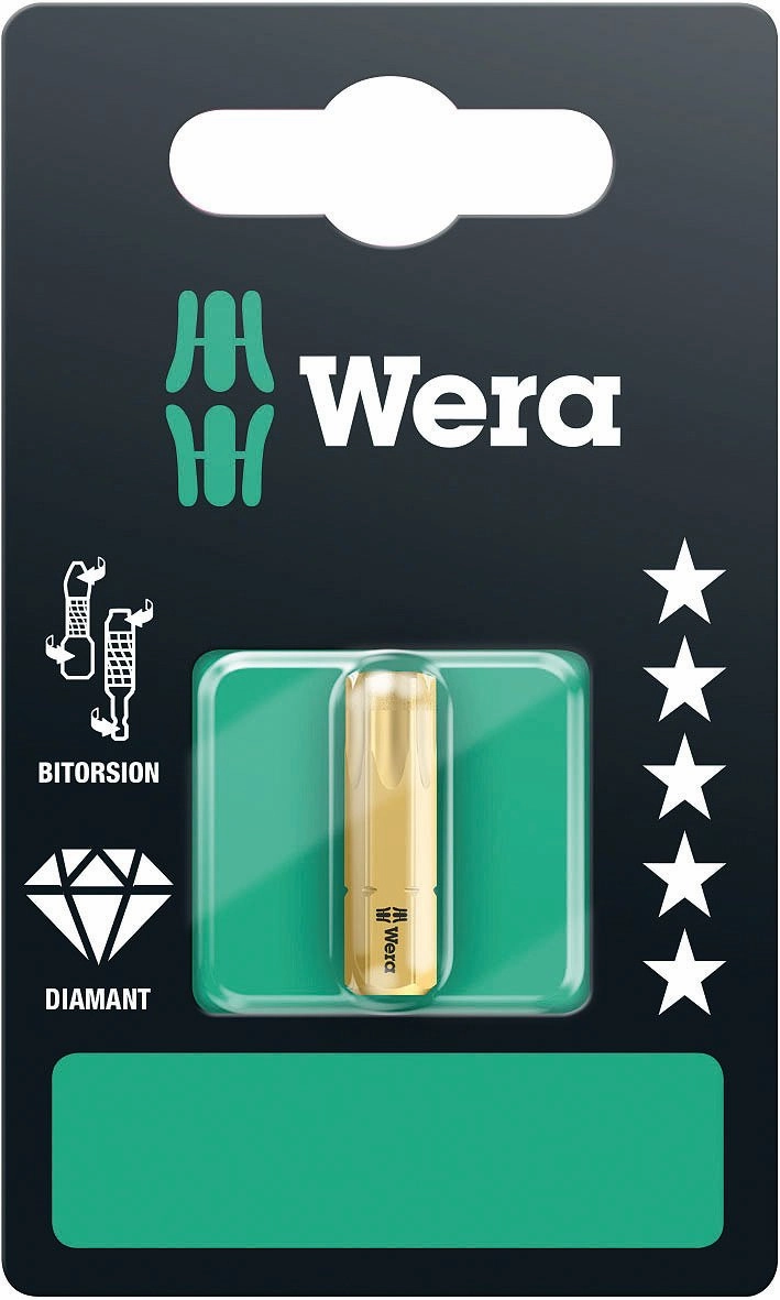 Wera 05134379001 1 BDC Diamond Coated TORX 40 Bit, 5 Piece