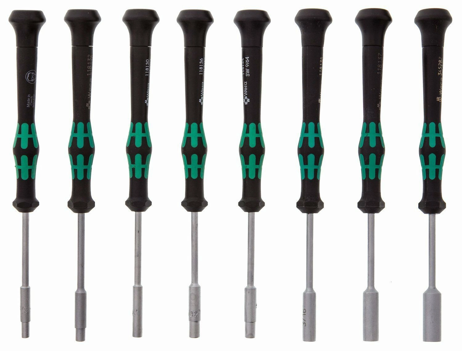Wera 05345279001 Kraftform Micro SAE Precision Nut Driver Set, 8 Piece