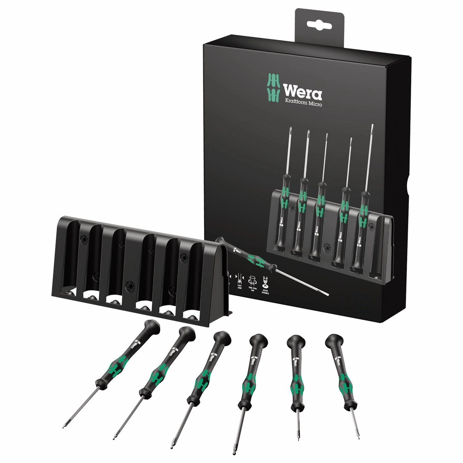 Wera 2052/6 Hexagon screwdriver set and rack for electronic applications, 6 pieces