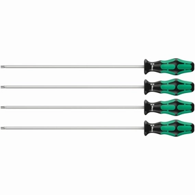 Wera 367/4 TORX HF Kraftform Plus Screwdriver set with holding function and 300 mm-long blades, 4 pieces