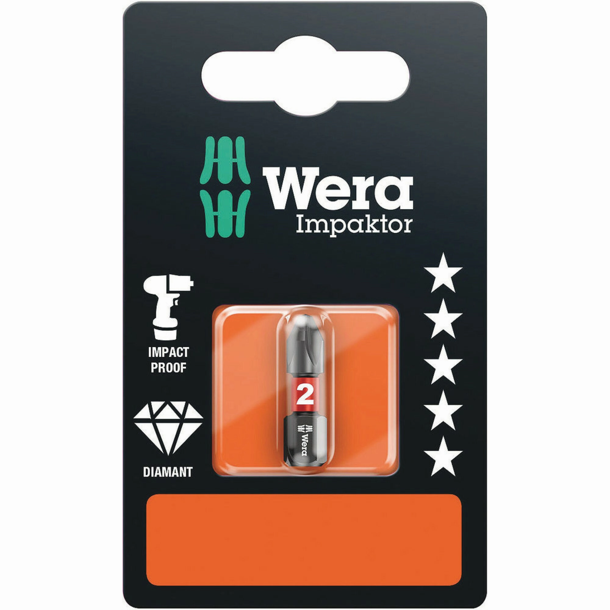 Wera 851/1 IMP DC SB Impaktor bits, PH 3 x 25 mm