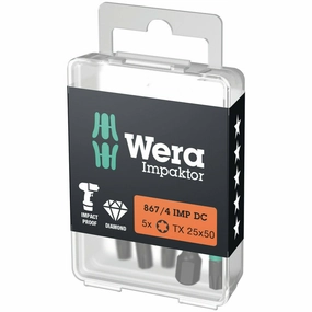 Wera 867/4 IMP DC TORX DIY Impaktor bits, TX 25 x 50 mm, 5 pieces
