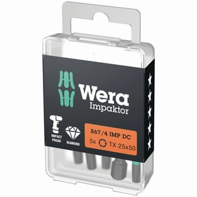 Wera 867/4 IMP DC TORX DIY Impaktor bits, TX 30 x 50 mm, 5 pieces