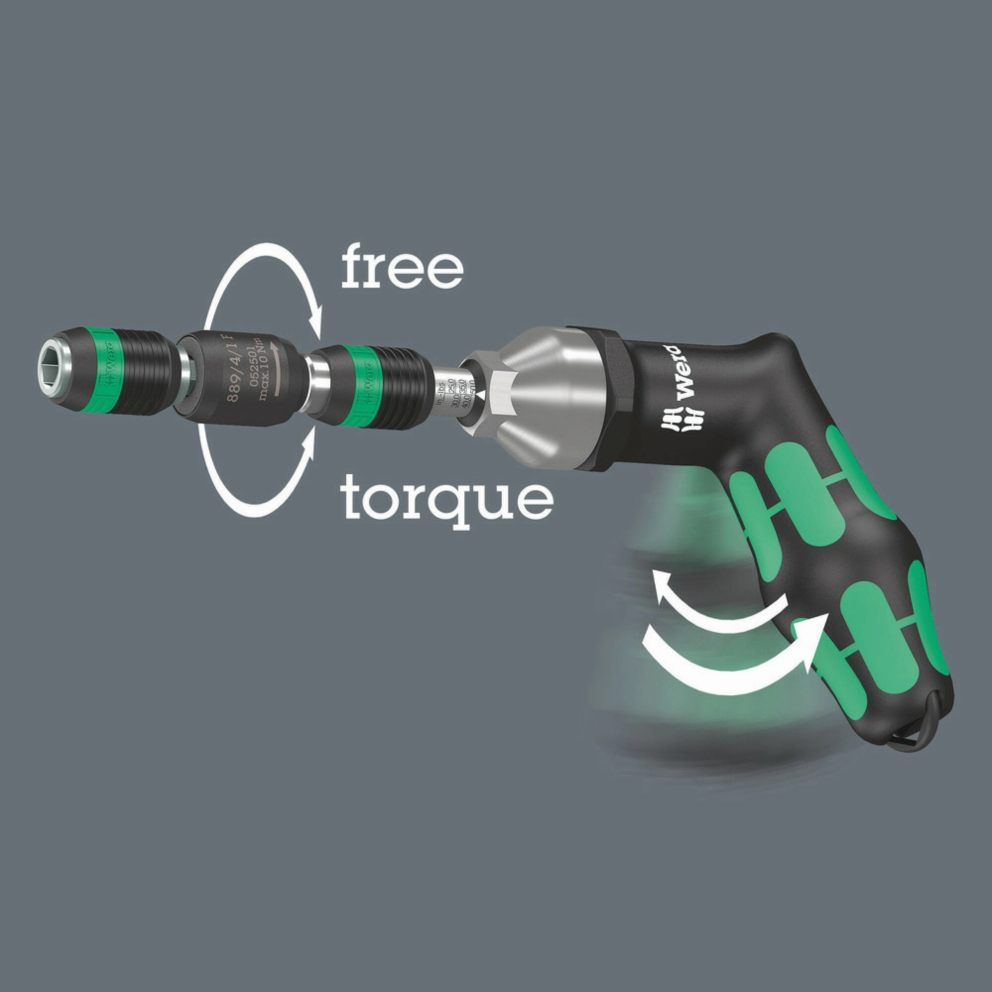 Wera 889/4/1 F Rapidaptor free-running bit holder for torque screwdrivers with pistol handle, 1/4" x 64 mm