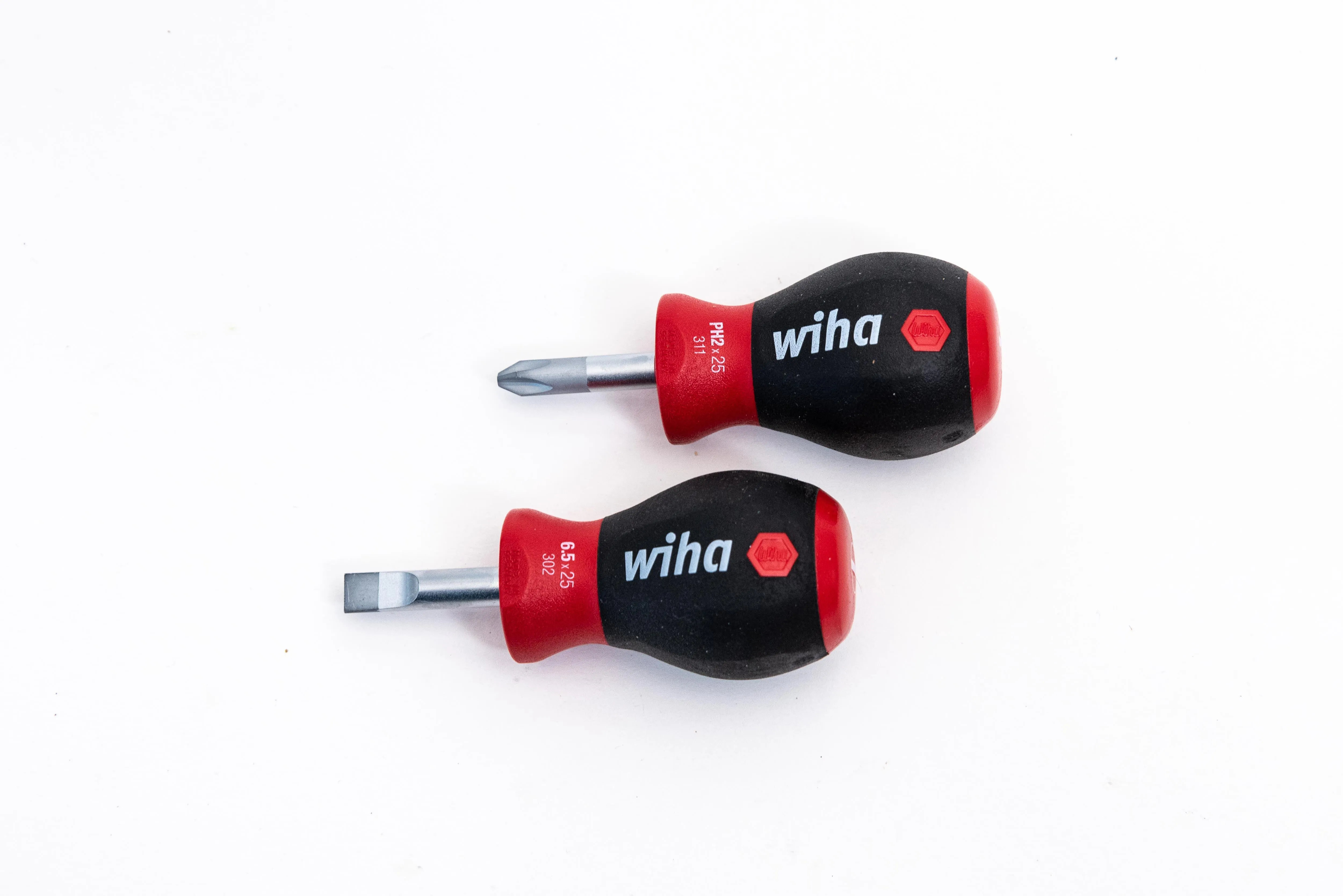 Wiha Tools 31191 SoftFinish Stubby Slotted 6.5mm/Phillips #2 Screwdrivers, 2 Pc. Set