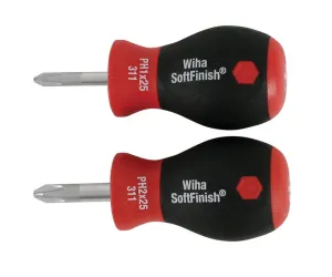 Wiha Tools 31192 SoftFinish Phillips Stubby Screwdrivers, 2 Pc. Set