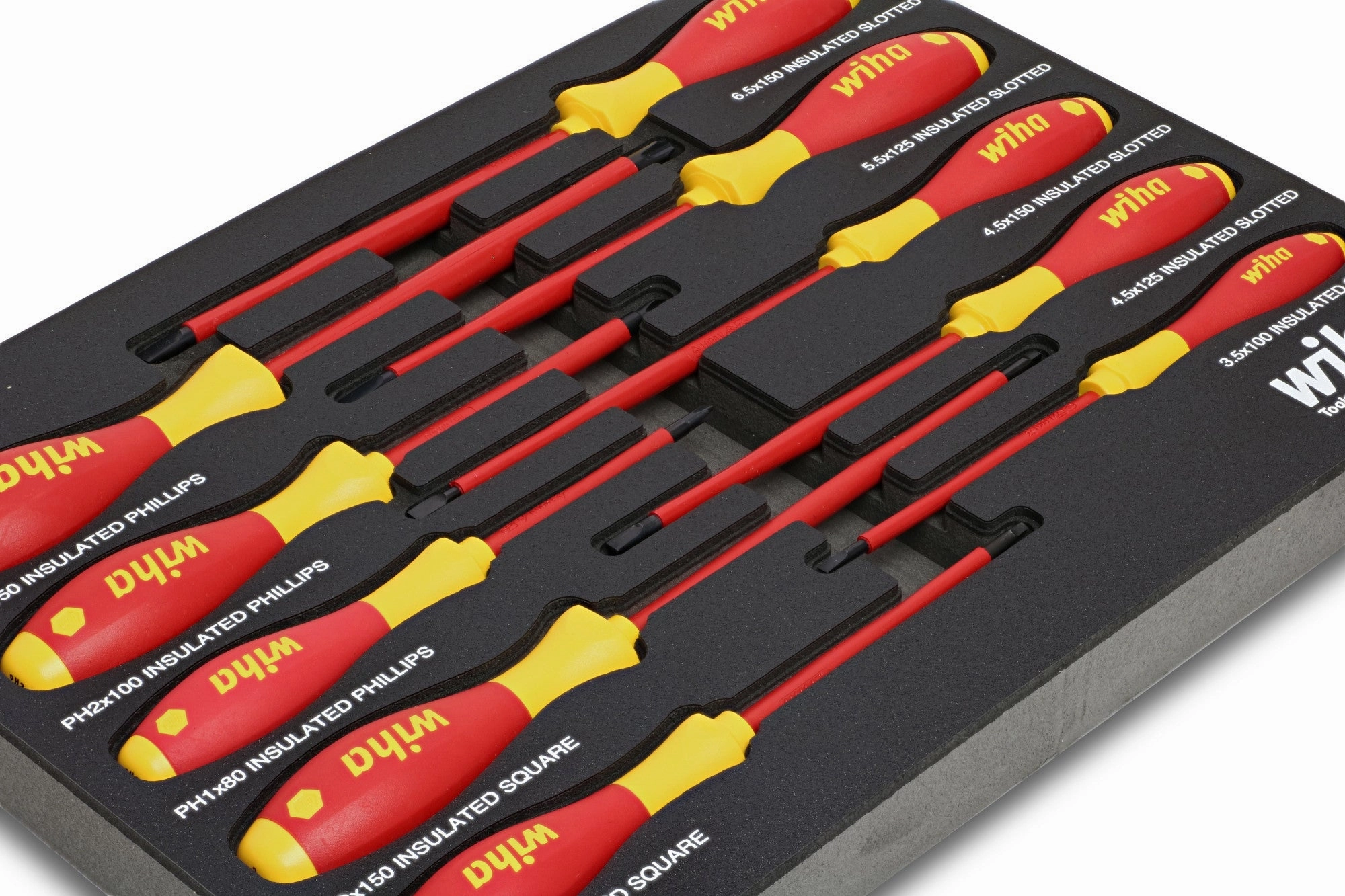 Wiha 32080 10 Piece Insulated SoftFinish Cushion Grip Screwdriver Tray Set