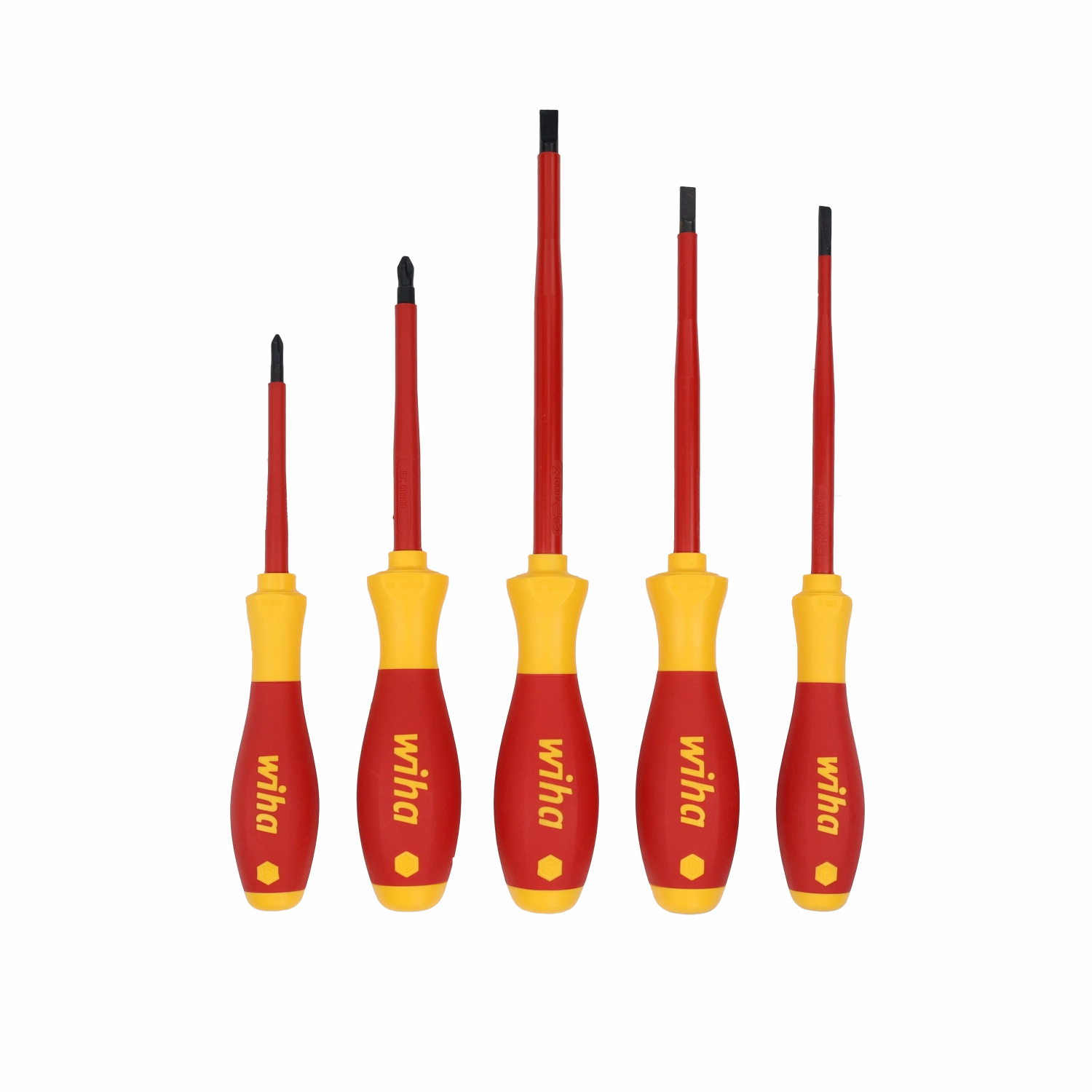 Wiha 32081 5 Piece Insulated SoftFinish Cushion Grip Screwdriver Tray Set