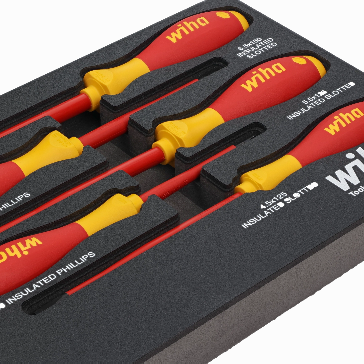Wiha 32081 5 Piece Insulated SoftFinish Cushion Grip Screwdriver Tray Set