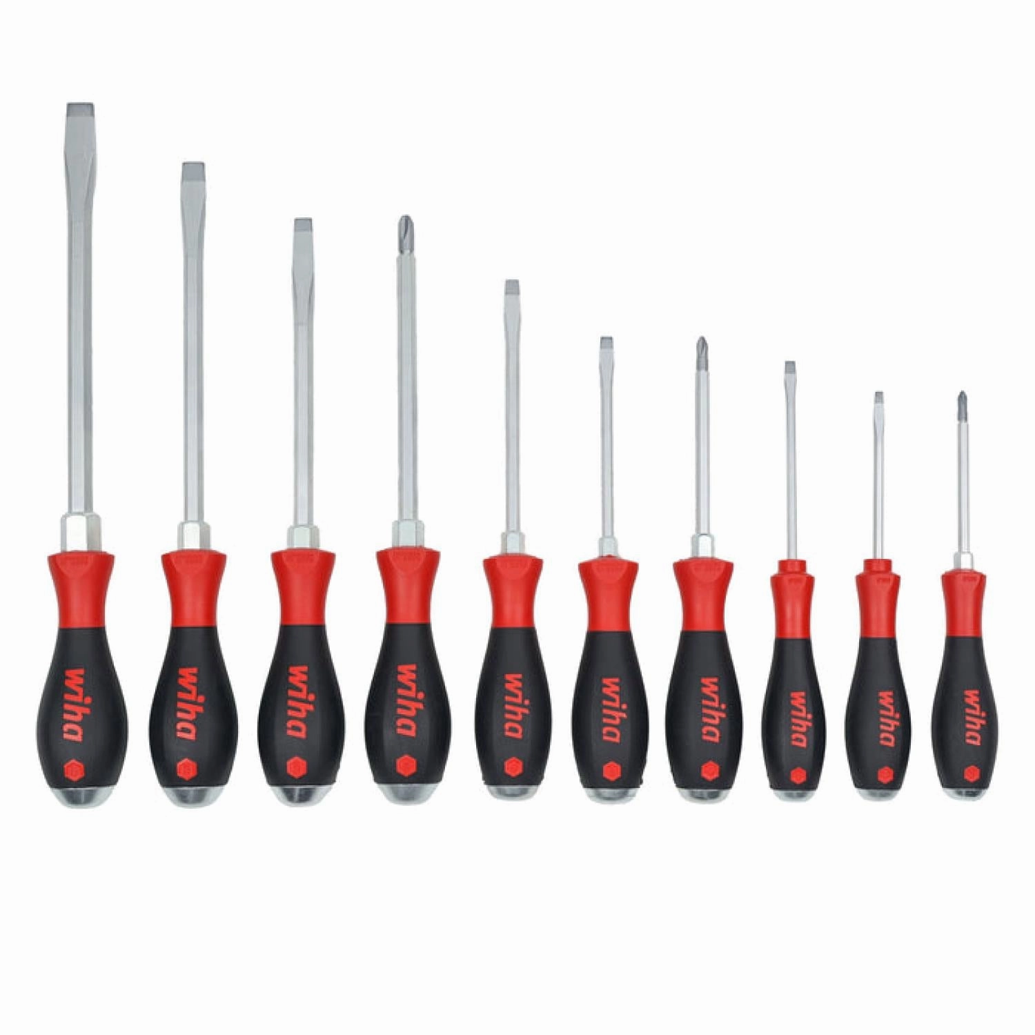 Wiha 53180 10 Piece Extra Heavy Duty SoftFinish Cushion Grip Driver Tray Set