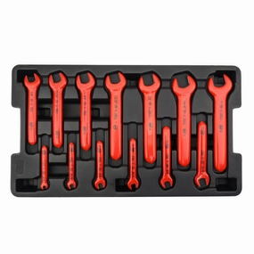 Wiha Tools 20194 Insulated Open End Inch Wrench Set w/ Tray, 13 Pc.
