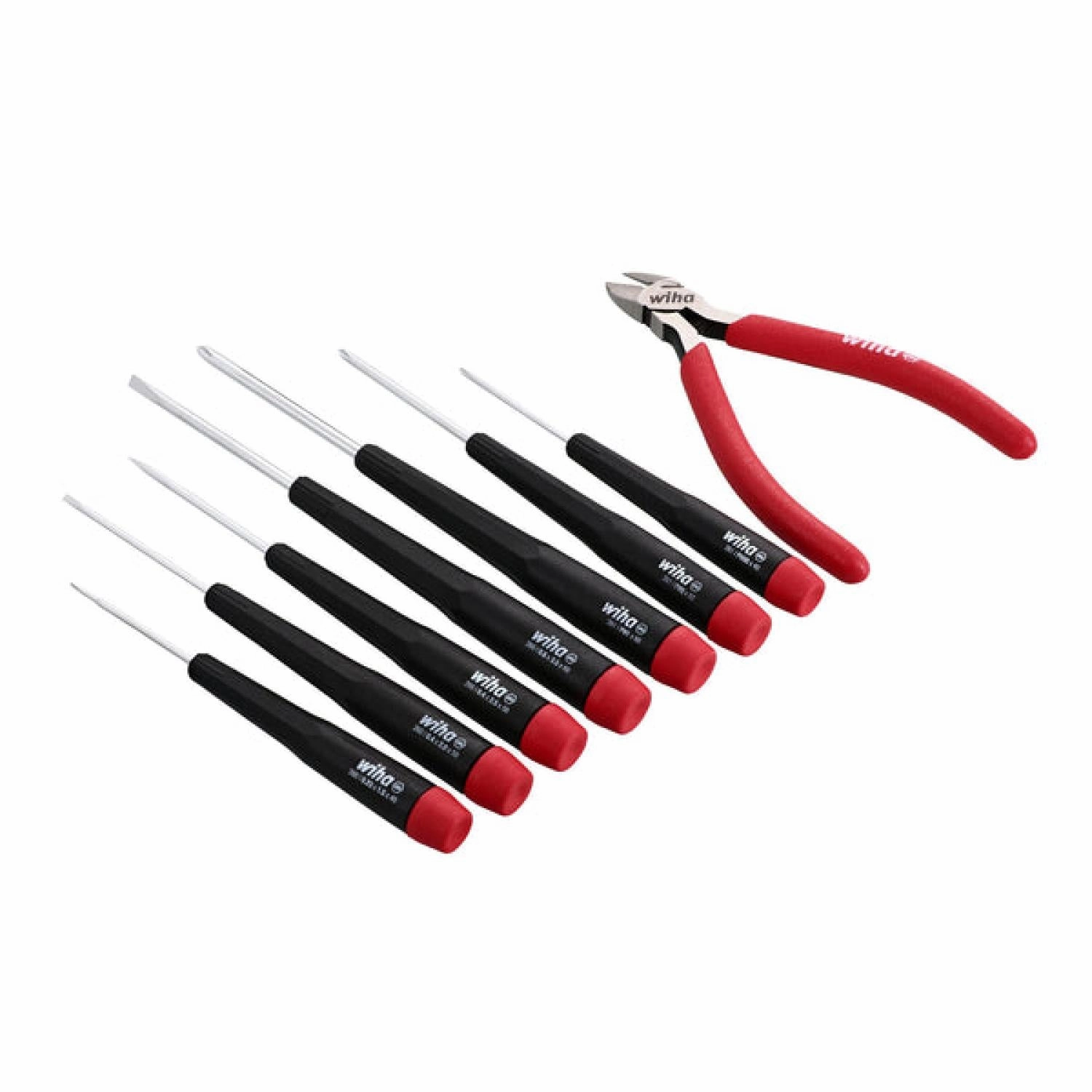 Wiha Tools 26161 Precision Slotted Phillips Screwdriver Set w/ Cutters, 8 Pc.