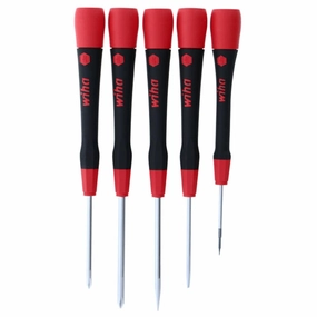 Wiha Tools 26195 5 Piece PicoFinish Slotted and Phillips Precision Screwdriver Set
