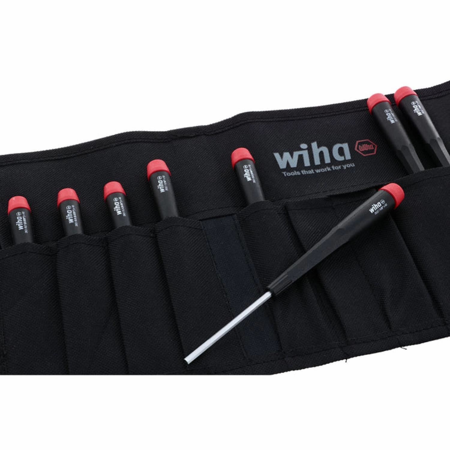 Wiha Tools 26399 Precision Hex Inch Screwdrivers 8 Piece Set in Canvas Pouch