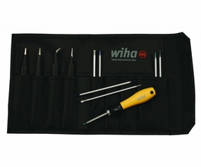 Wiha Tools 26970 ESD Safe System 4 Drive-Loc Set With Tweezers 12-Piece