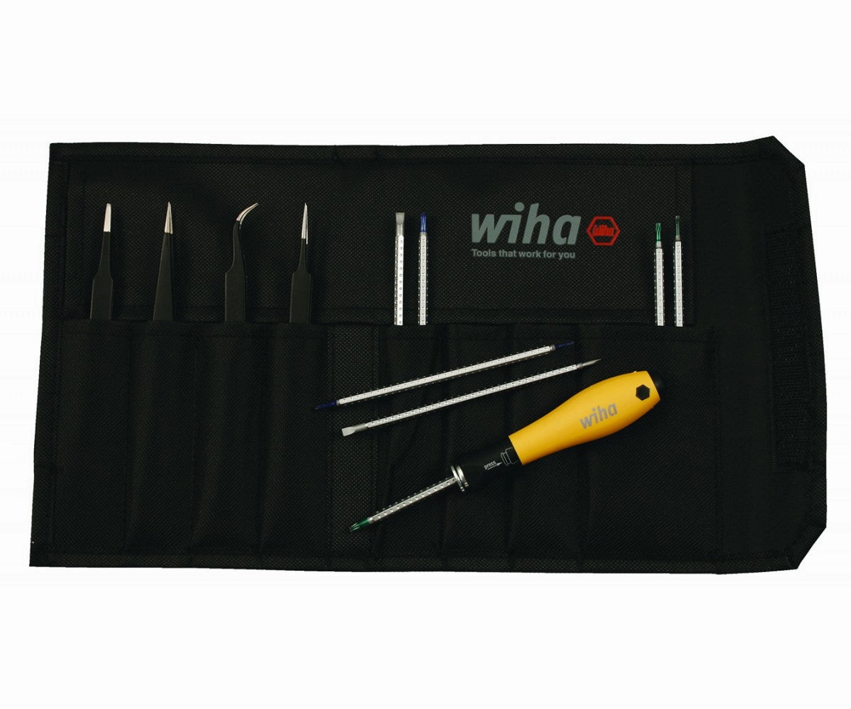 Wiha Tools 26970 ESD Safe System 4 Drive-Loc Set With Tweezers 12-Piece