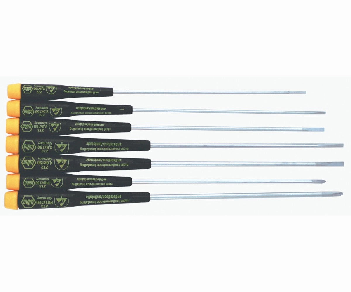 Wiha Tools 27393 Extra Long ESD Safe Slotted/Phillips Precision Driver 7 Pc. Set