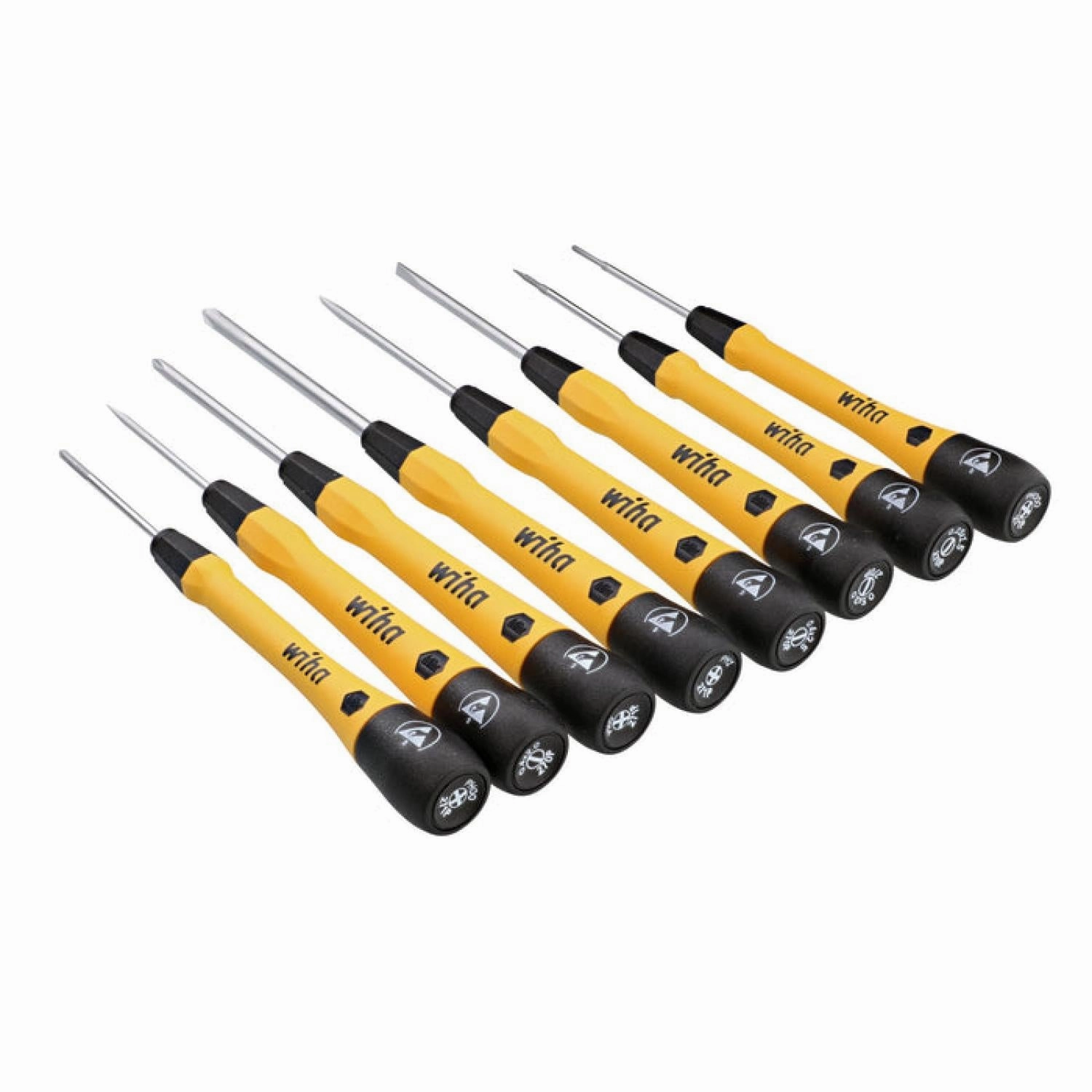 Wiha Tools 27396 8 Piece ESD Safe Slotted and Phillips Screwdriver Set with Canvas Roll Pouch