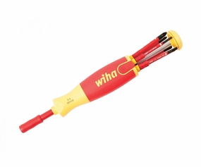 Wiha Tools 28394 Insulated 6-in-1 Ultra Driver SlimLine Slotted Phillips Square Blades 7 Piece Set