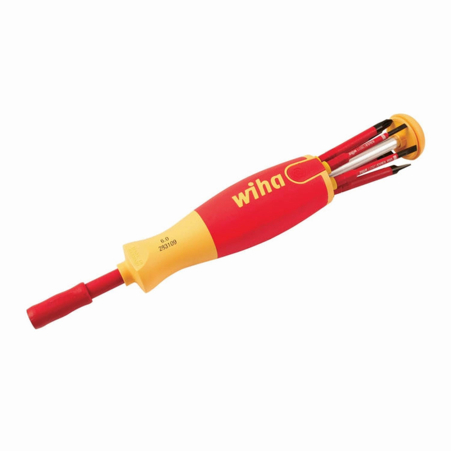 Wiha Tools 28394 Insulated 6-in-1 Ultra Driver SlimLine Slotted Phillips Square Blades 7 Piece Set