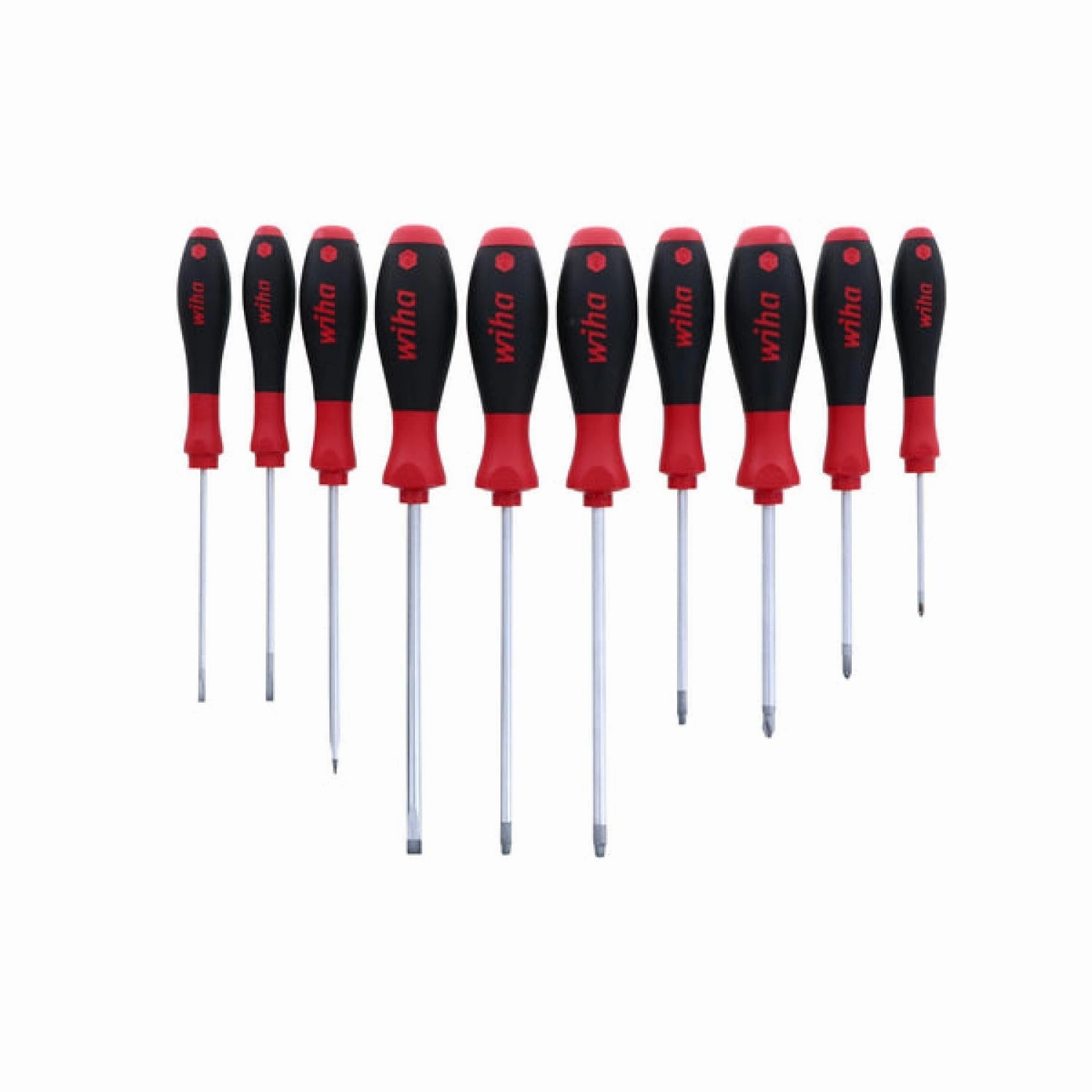 Wiha Tools 30290 SoftFinish Slotted/Phillips/Square Screwdriver Set, 10 Pc.