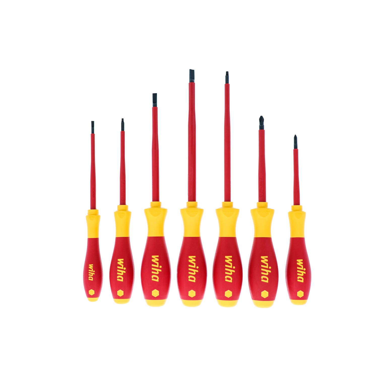 Wiha Tools 32097 Insulated Screwdriver Set - Square/Slotted/Phillips Tips, 7 Pc.