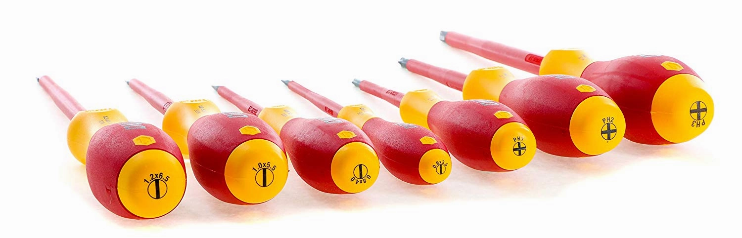 Wiha Tools 32099 Long Reach 1000-Volt VDE Insulated Screwdriver Set 7-Piece Slotted and Phillips