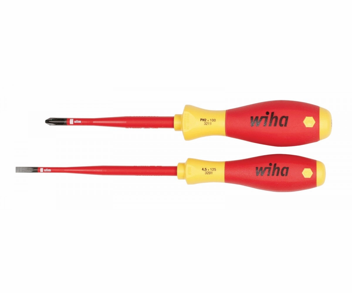 Wiha Tools 32189 Insulated SlimLine Slotted/Phillips Screwdrivers 2 Piece Set