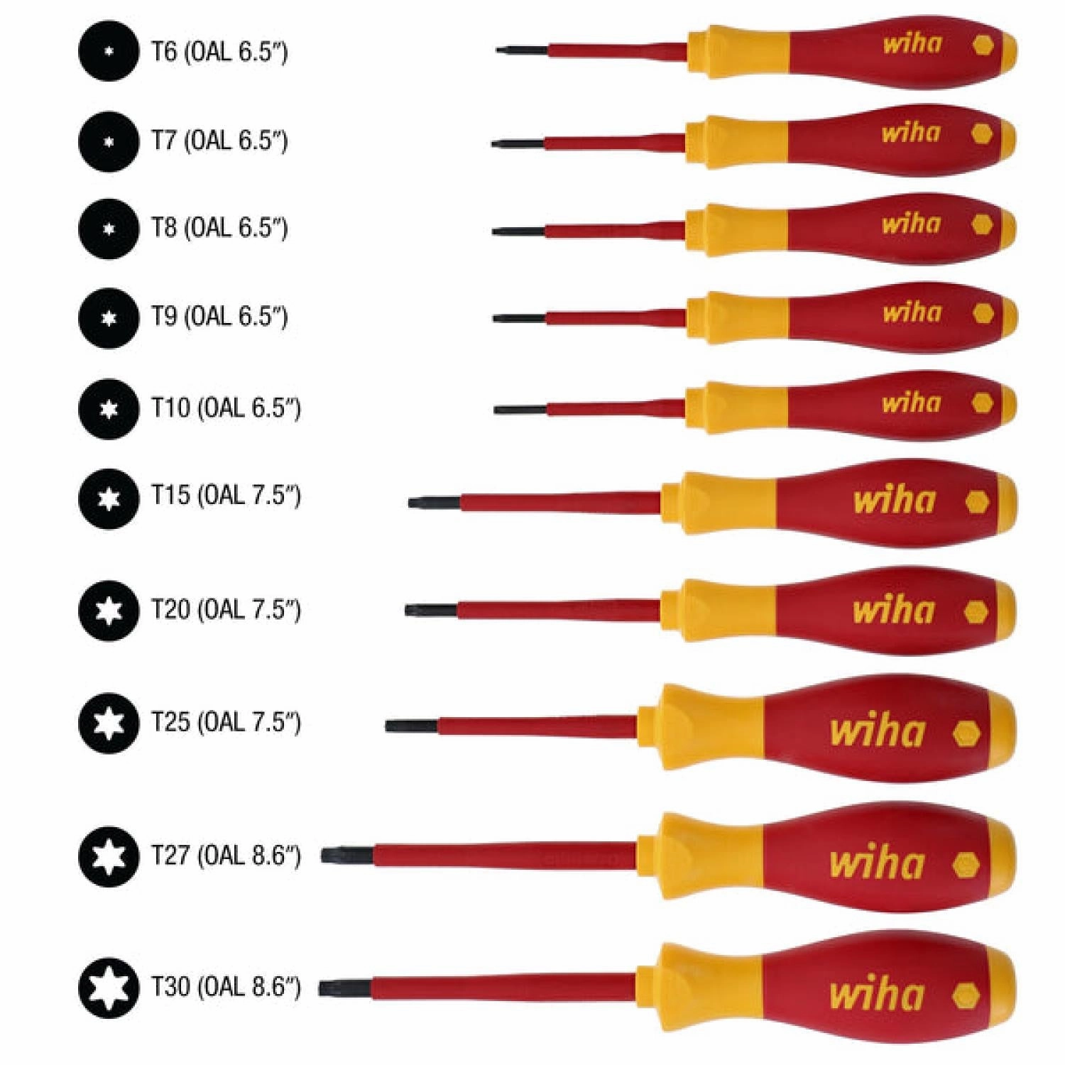 Wiha Tools 32592 Insulated TORX Screwdriver Set, 10 Pc.